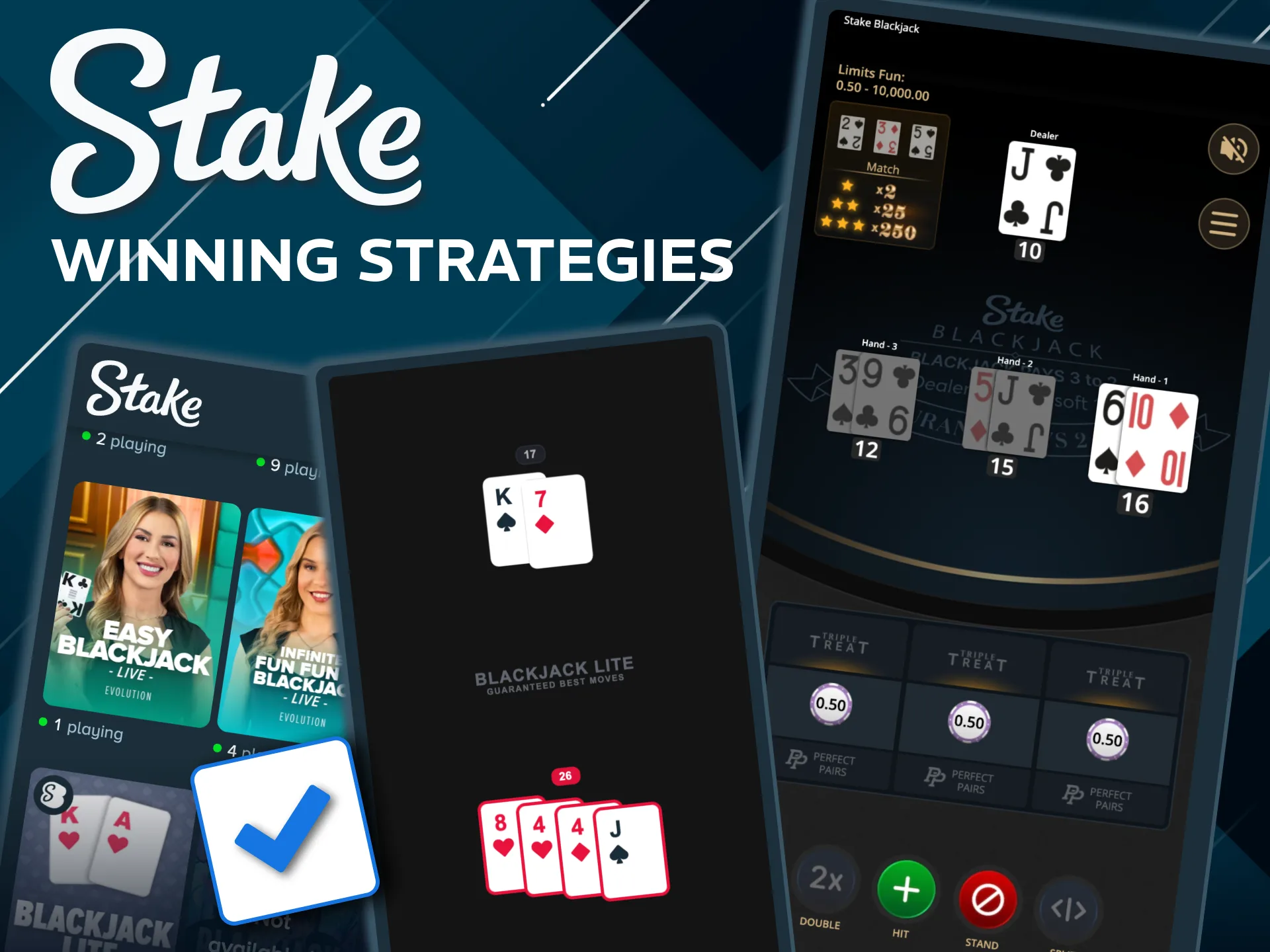 Always split aces and 8s in Stake blackjack.