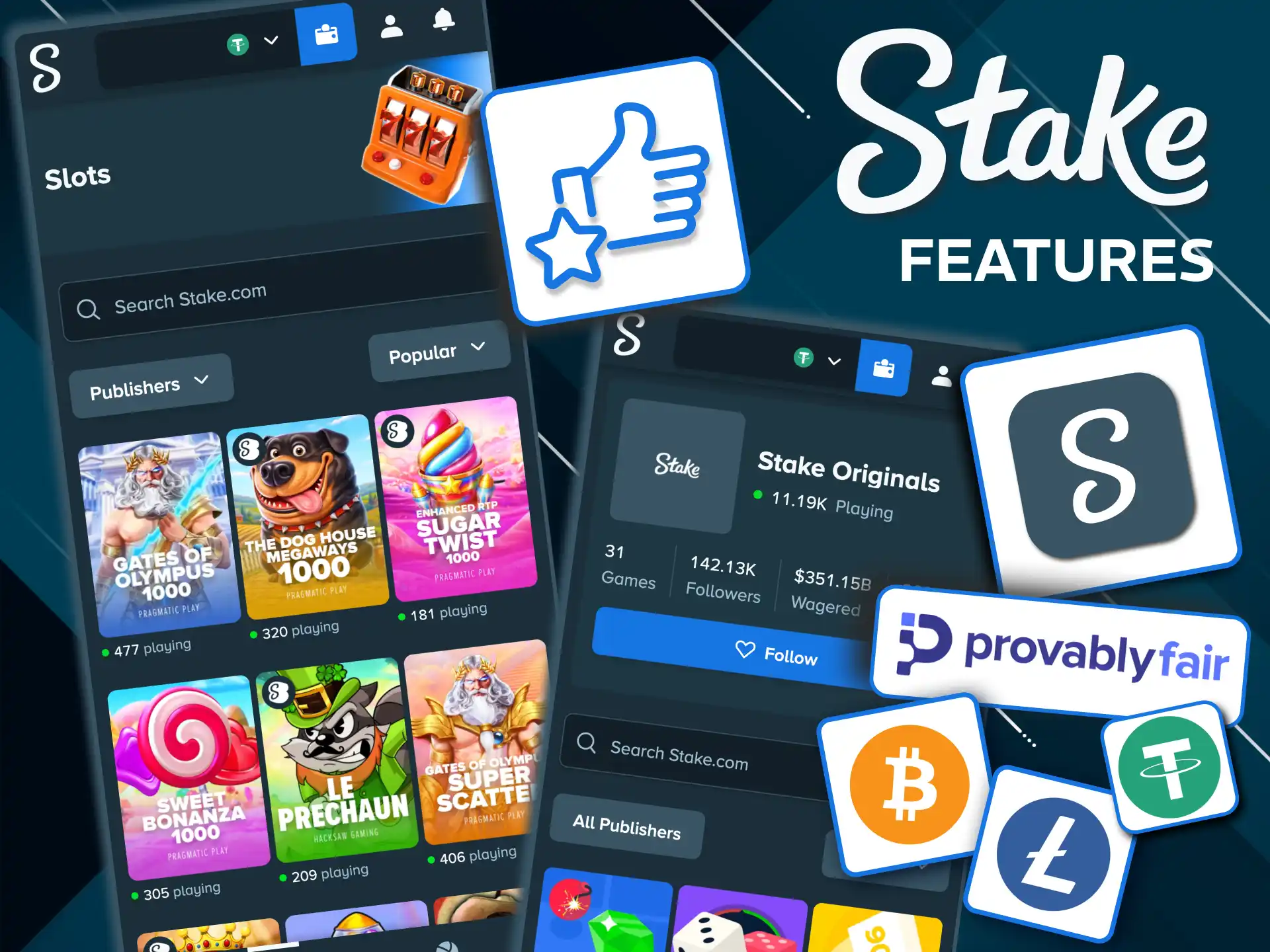 Mobile browser access brings full Stake casino catalogue.