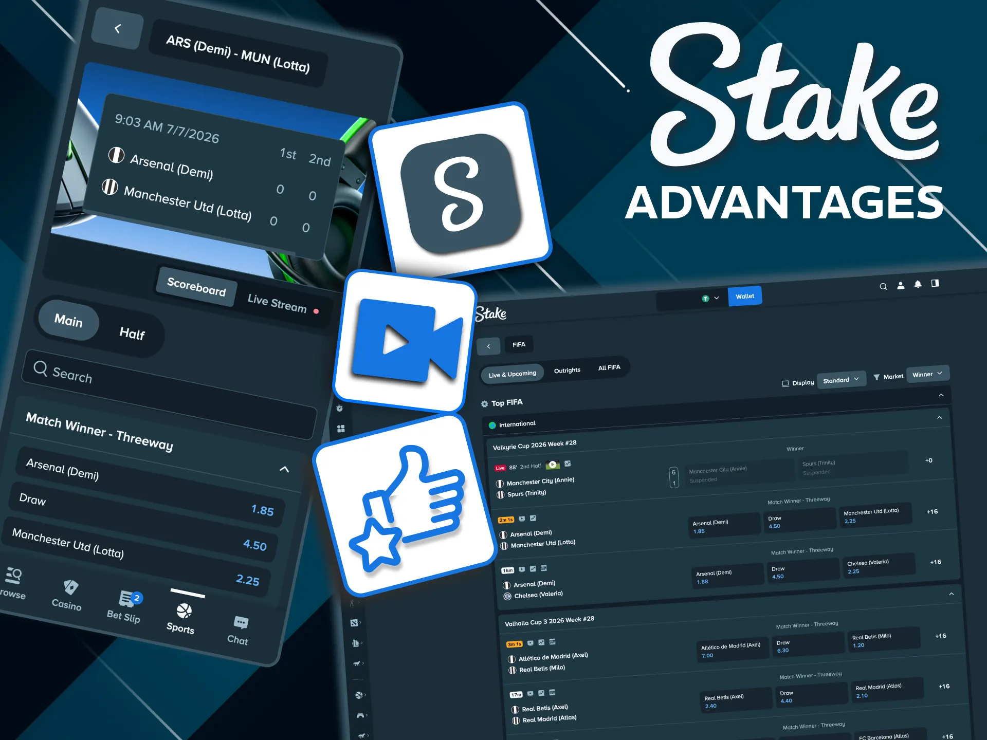 Stake app delivers full eSports betting experience.
