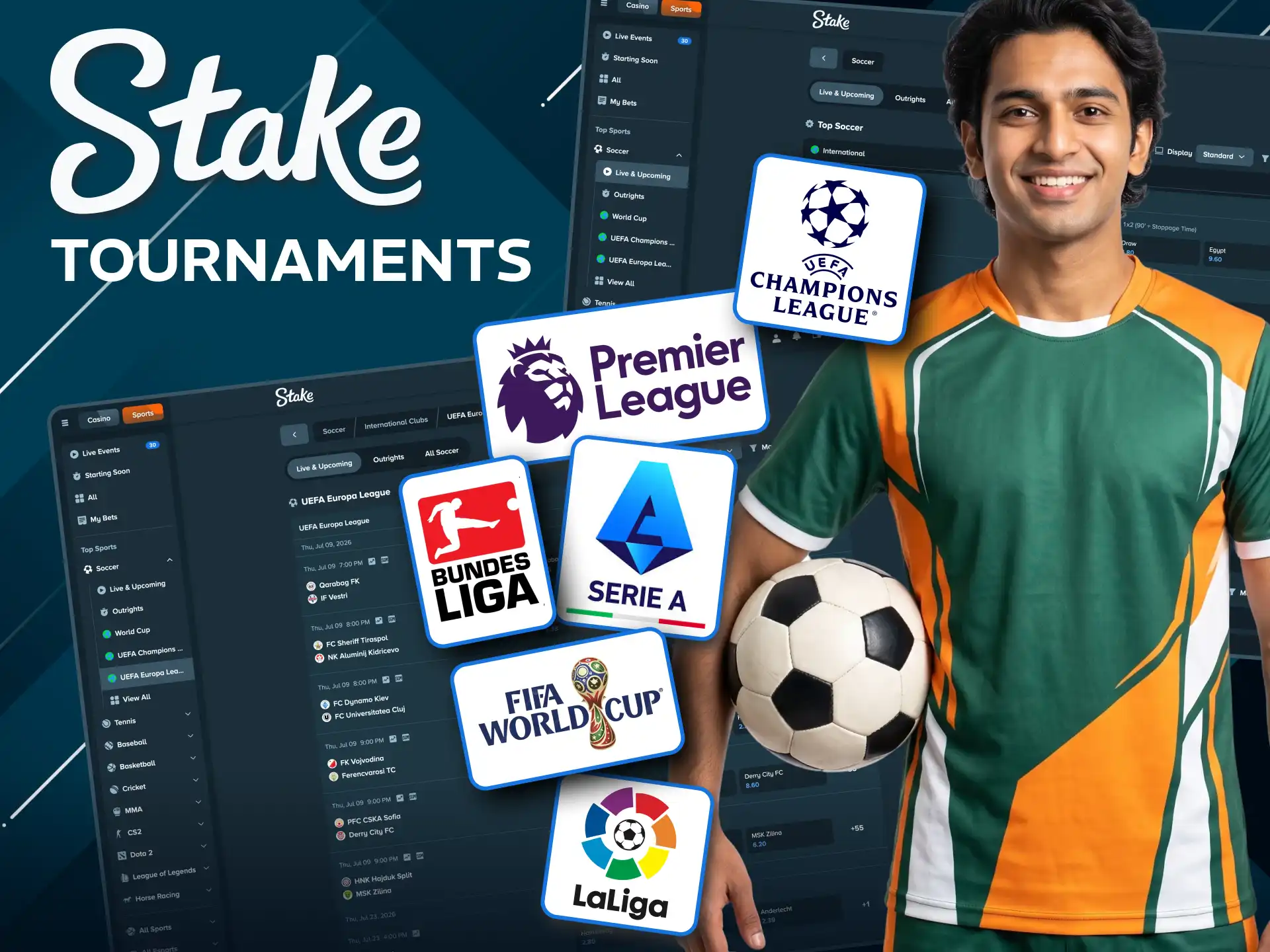 Bet Indian Super League and global football tournaments on Stake.