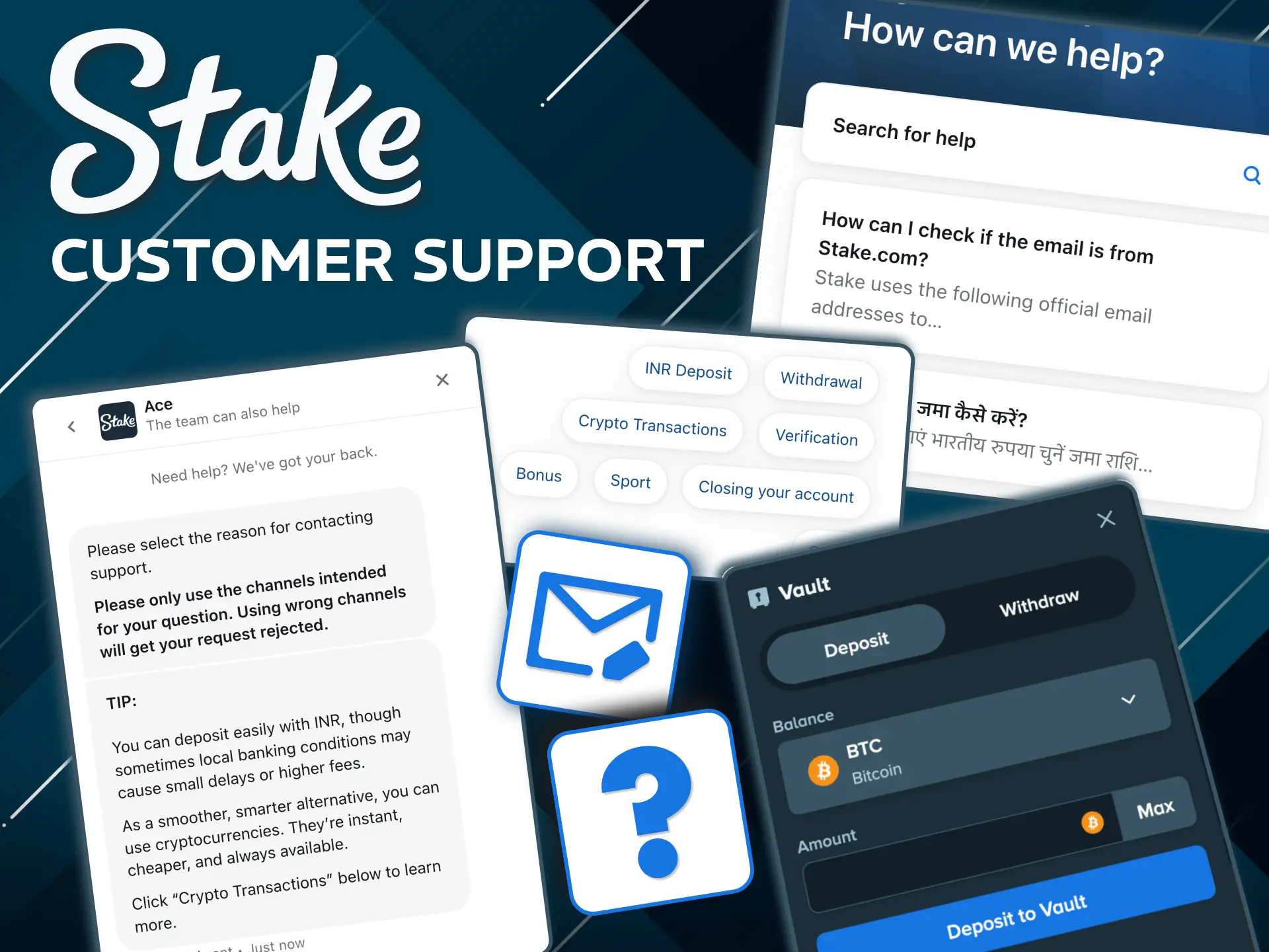 Contact Stake support via email or live chat anytime.
