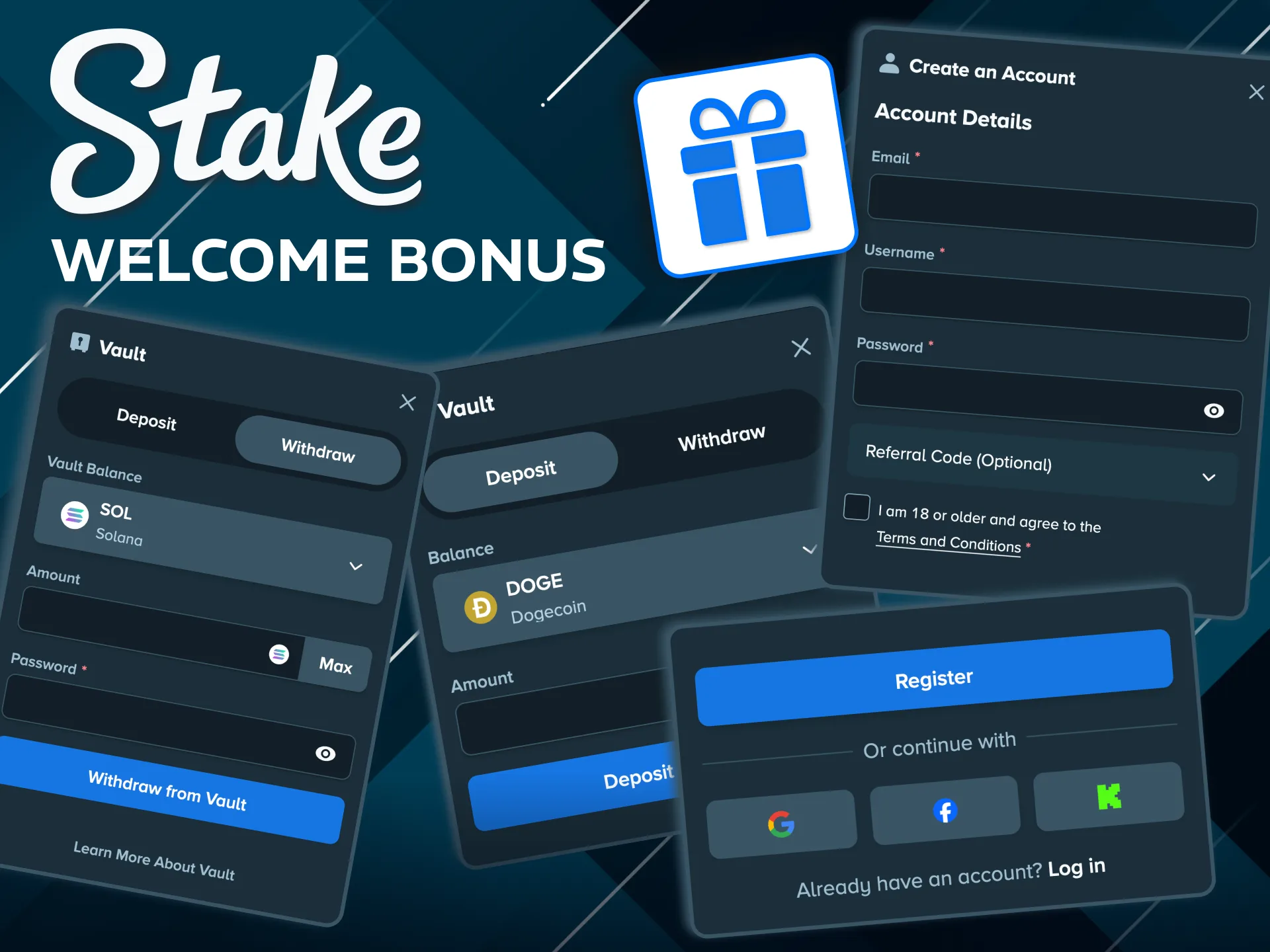 Stake first deposit bonus for new players in India.